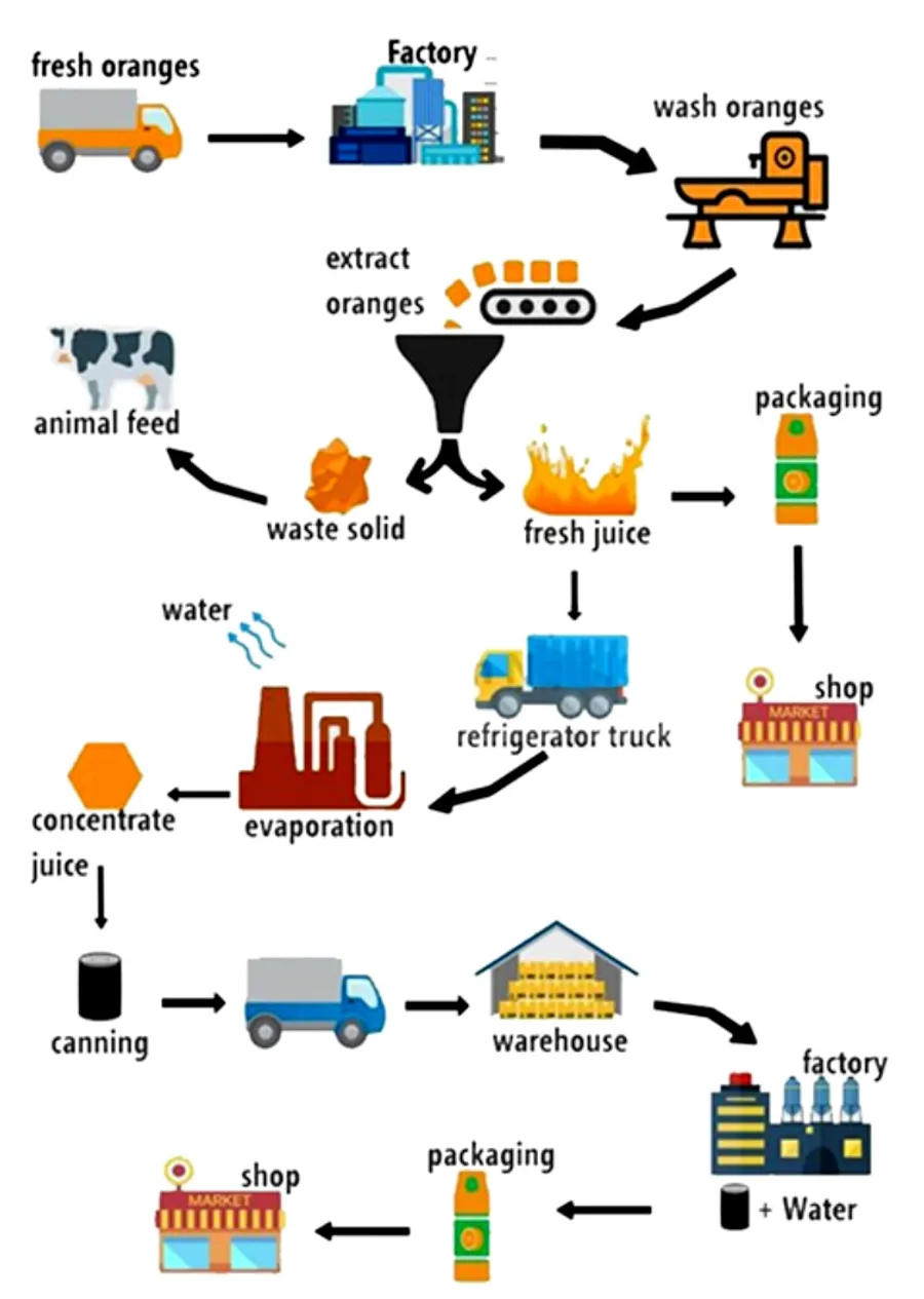 How orange juice is produced.